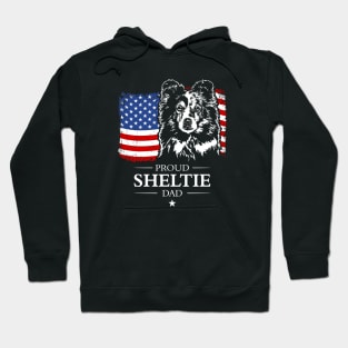 Proud Sheltie Dad American Flag patriotic gift dog Hoodie